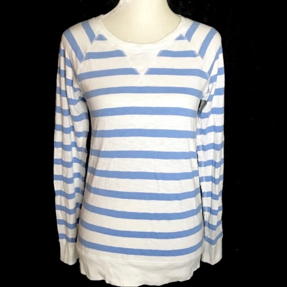 J. Crew Tops - 💎 J Crew Neck Stripe Long Sleeve Pullover t shirt